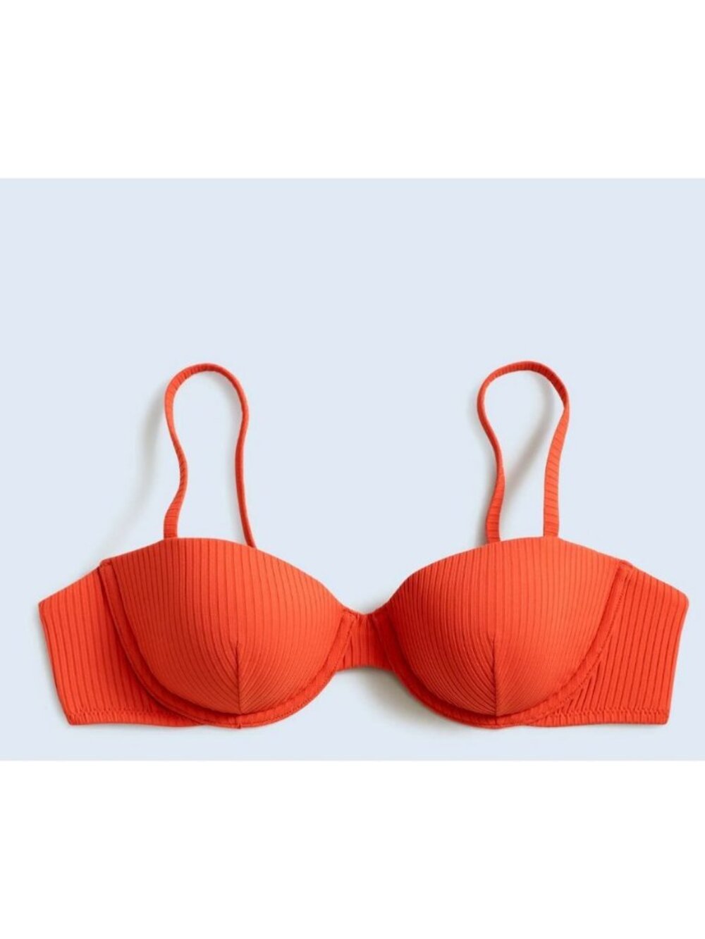 Madewell NP213 Ribbed Balconette Bikini Top Coastal Orange Size Small NWT